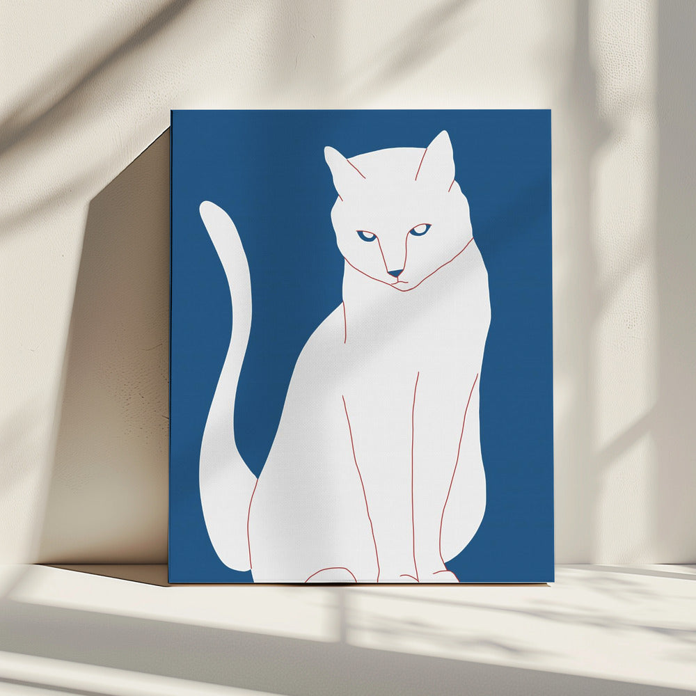 Weiße und blaue Katze | Leinwand