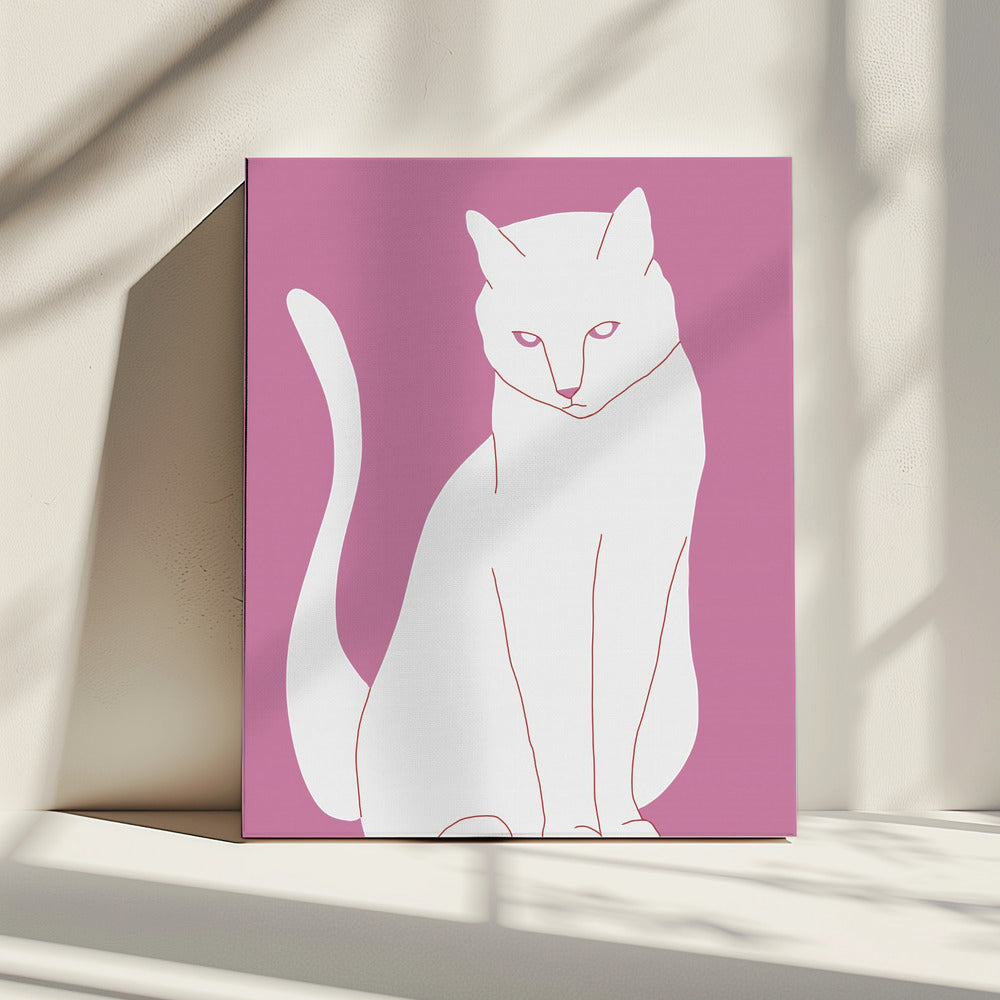 Weiße und rosa Katze | Leinwand