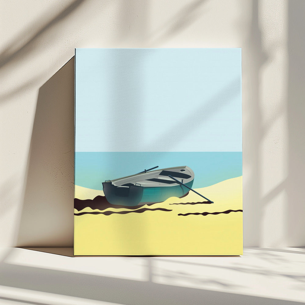 Boot am Strand | Leinwand