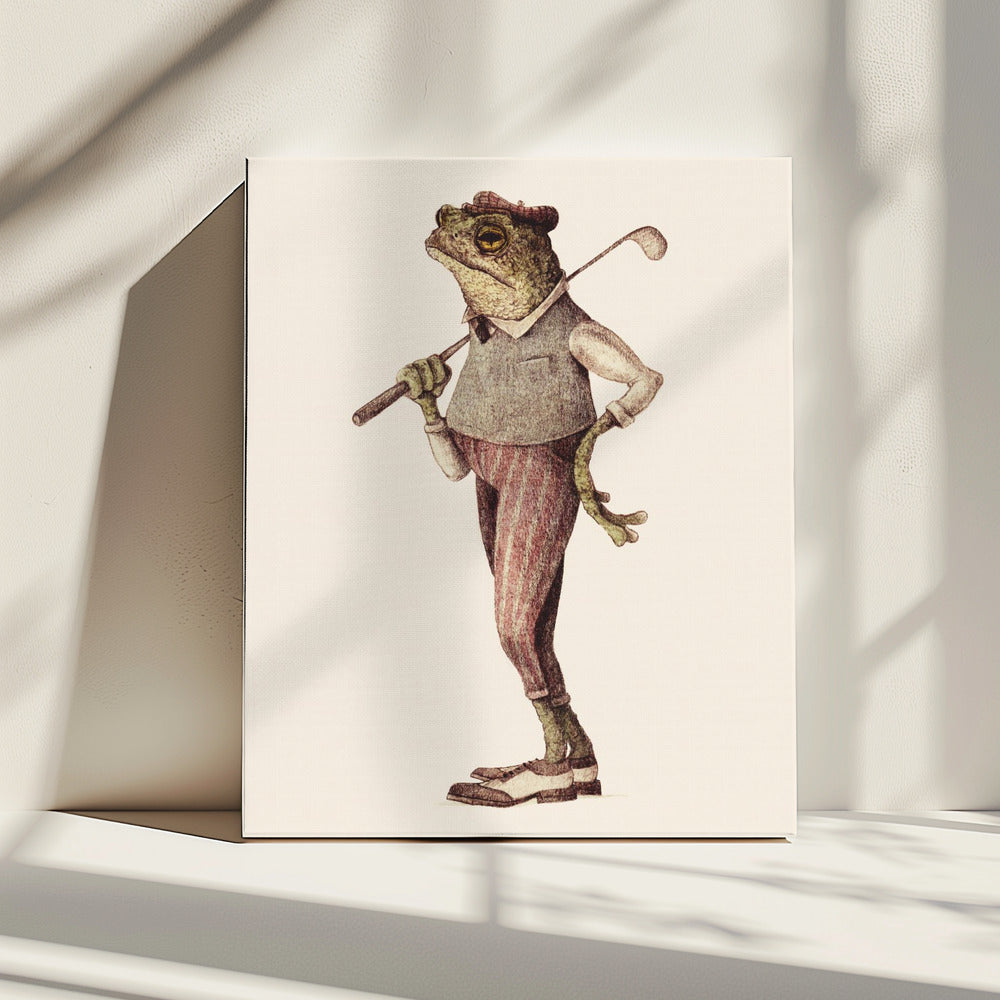 Frosch in Vintage-Golfkleidung | Leinwand