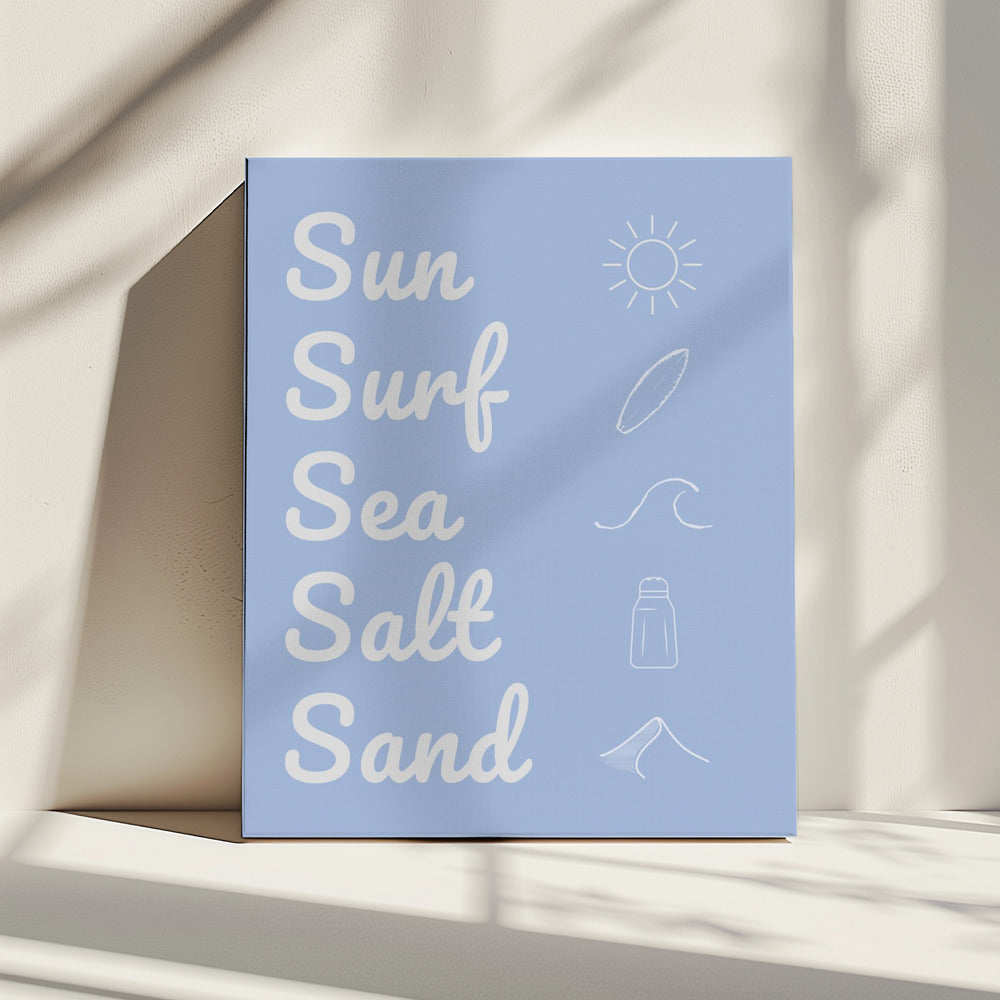 Sun Surf Sea Salt Sand Hellblau | Leinwand