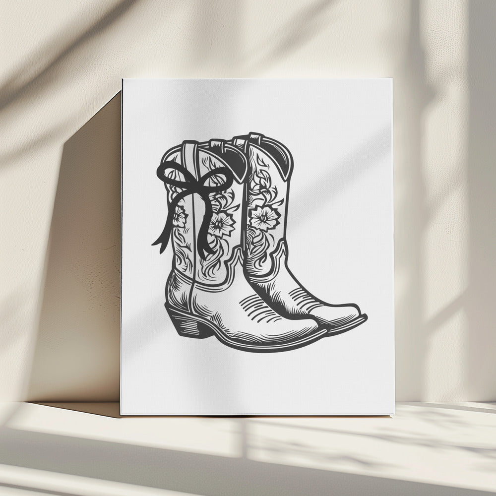 Schwarze Cowgirlstiefel mit Schleife | Canvas