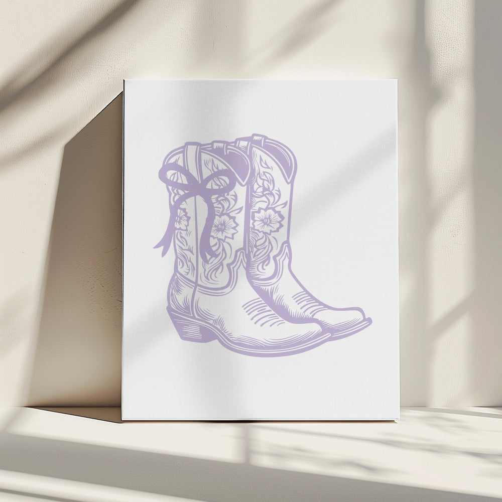 Lila Cowgirlstiefel mit Schleife | Canvas
