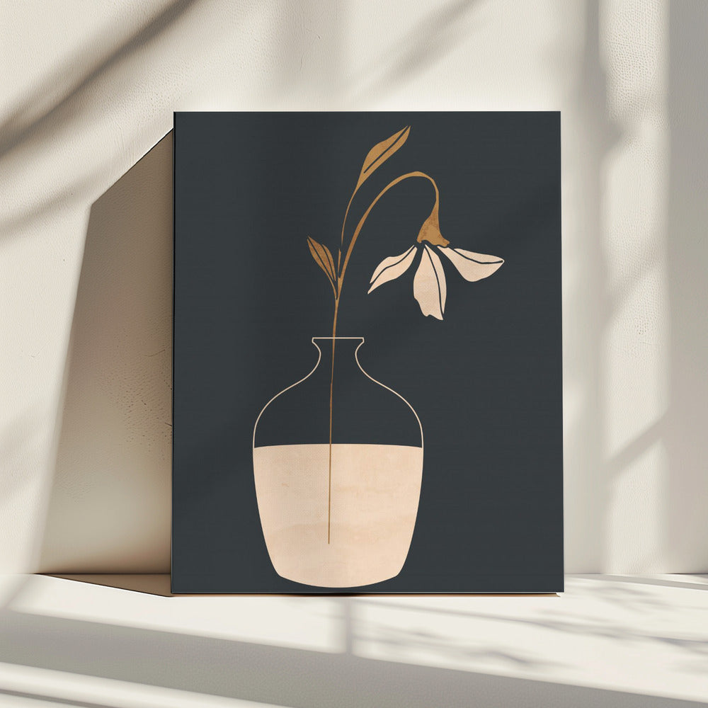 Minimale abstrakte Kunst Vase Blume | Leinwand