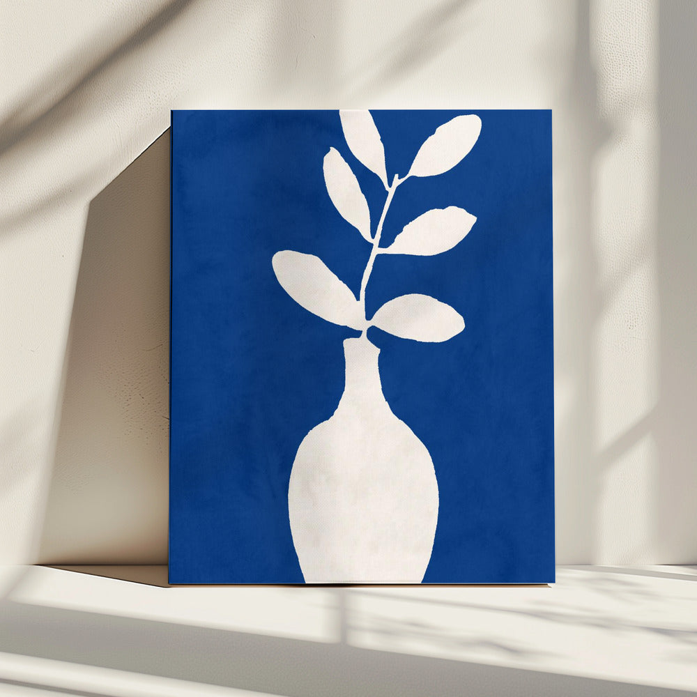 Weiße Vase und Blätter | Leinwand