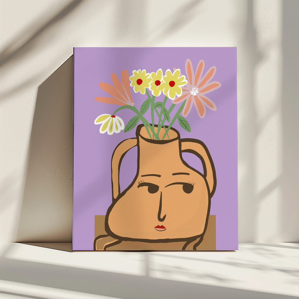 Dame in Vase mit Blumen | Leinwand