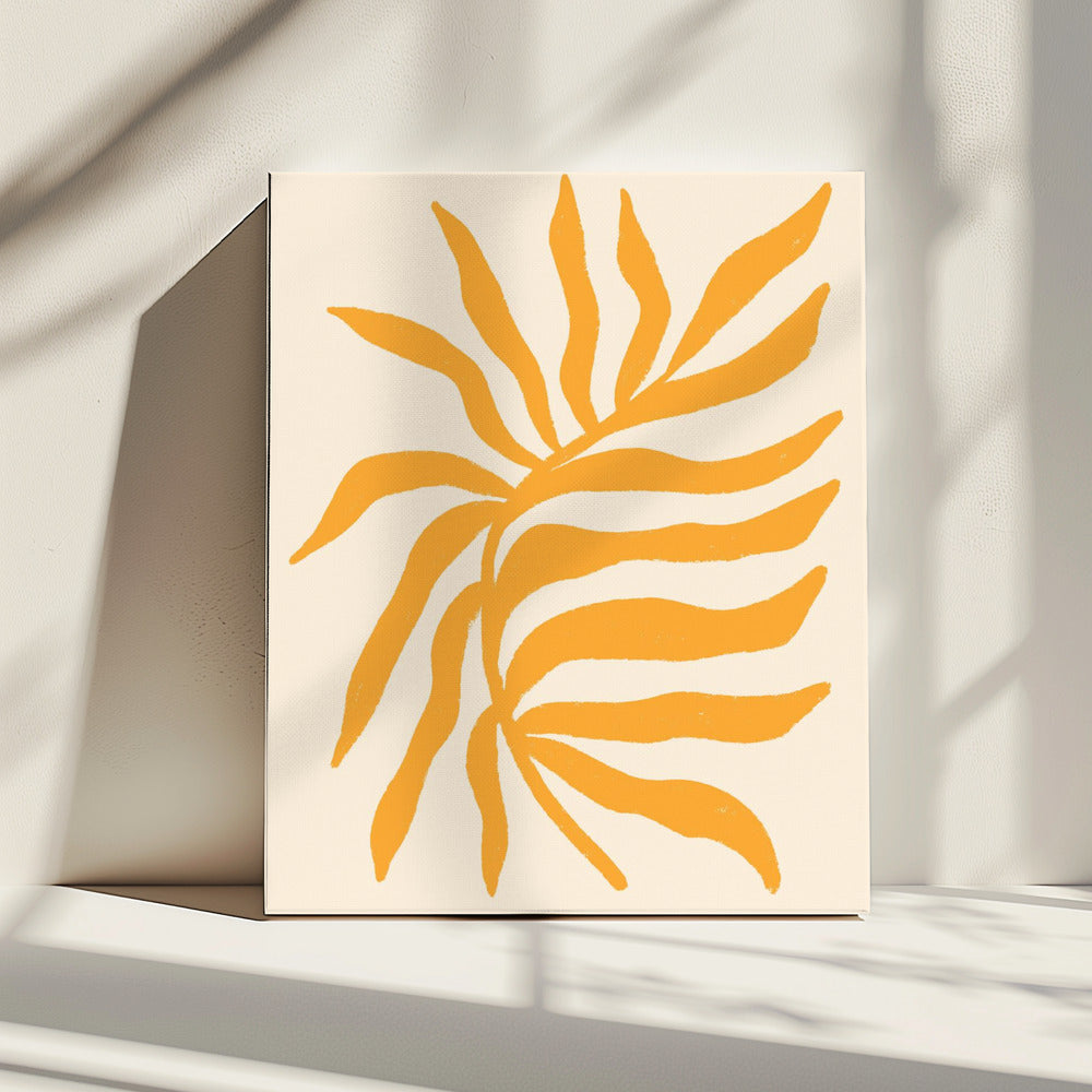Gelbe Silhouette Strukturierter Zweig | Leinwand
