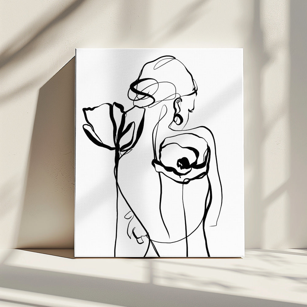 Akt mit Mohnblumen | Leinwand