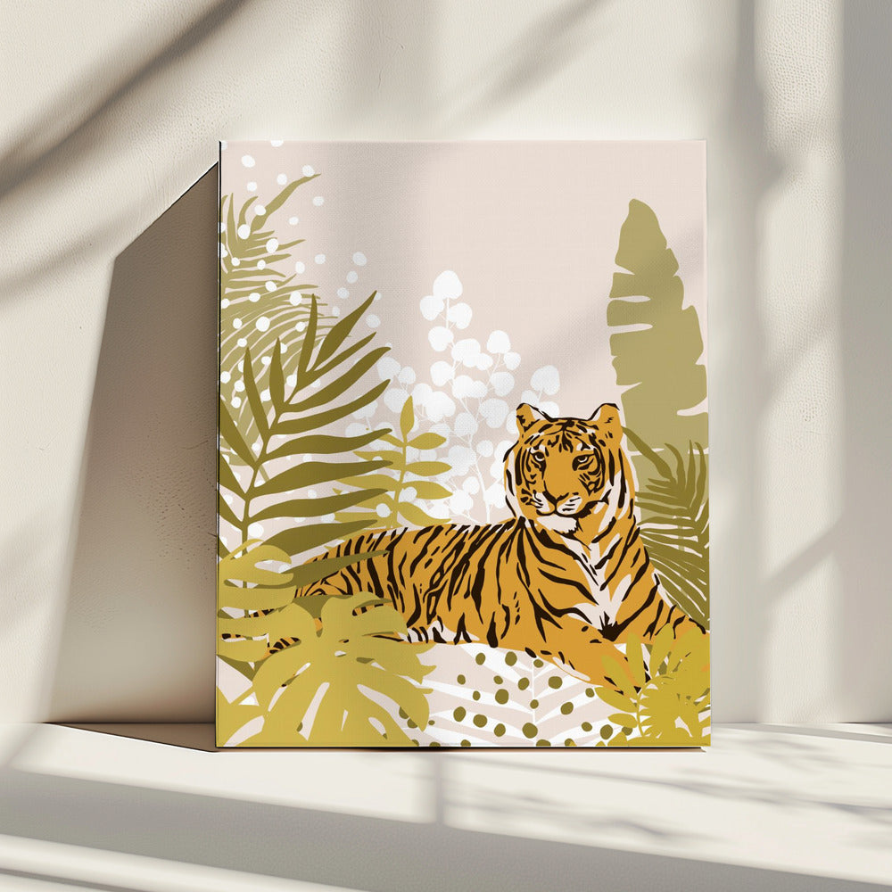 Tiger Laying Down von Cats and Dotz 30 X 42 Zoll | Leinwand