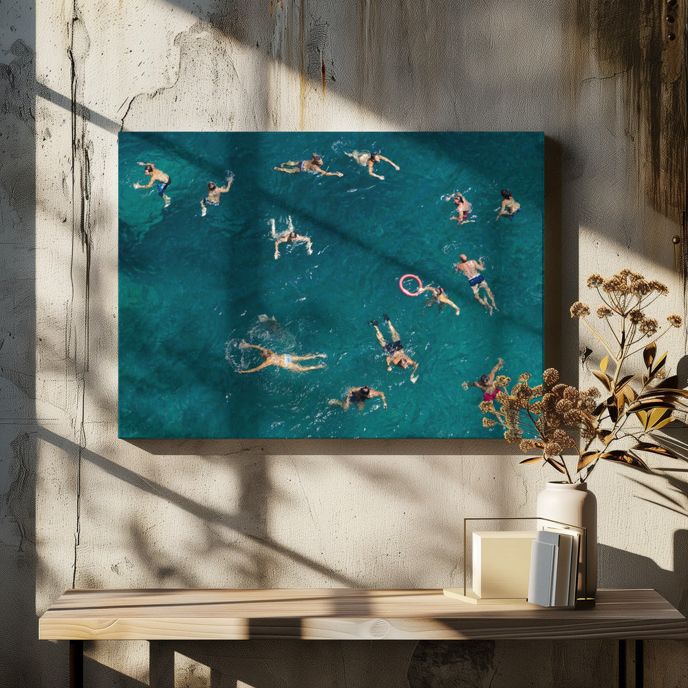 Schwimmen im blauen Wasser | Leinwand
