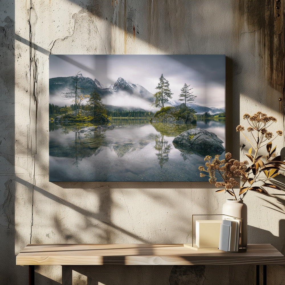 Regenmorgen am Hintersee (Bayern) | Leinwand