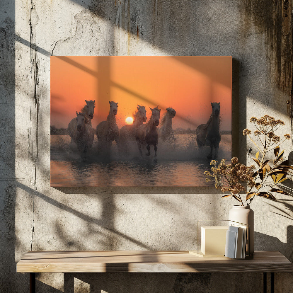 Sonnenuntergang in der Camargue | Leinwand