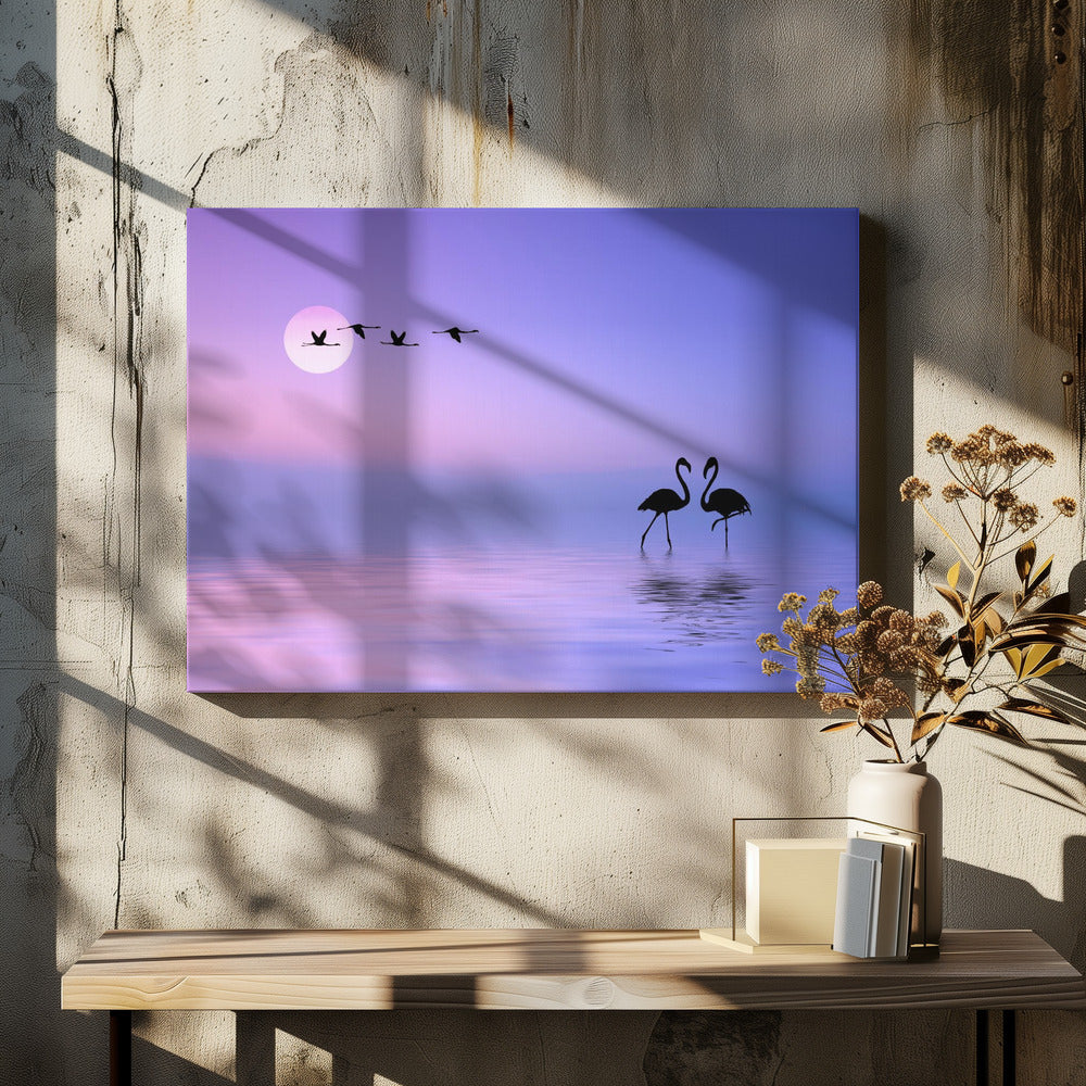 Fliegender Flamingo | Leinwand
