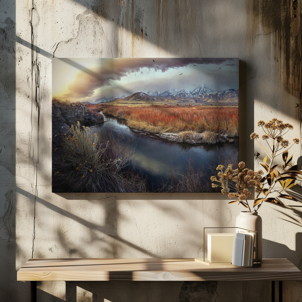 Owens River bei Sonnenaufgang | Leinwand