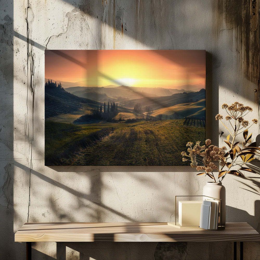 Val d'Orcia am Morgen | Leinwand