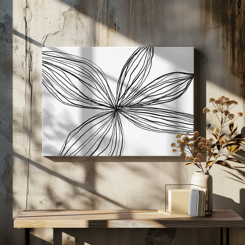 Minimalistische schwarz-weiße Blütenblätter | Leinwand