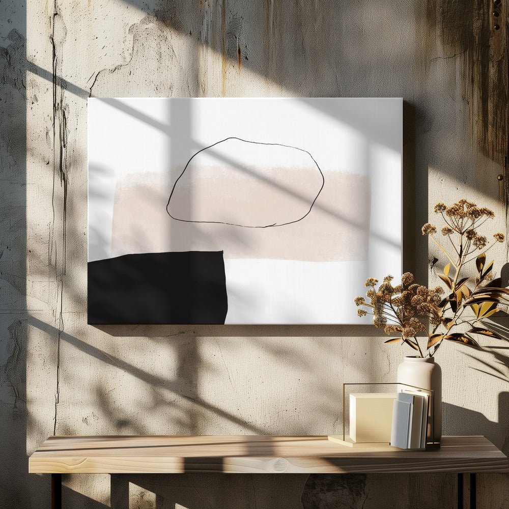 Beige Shape and Black Block | Canvas