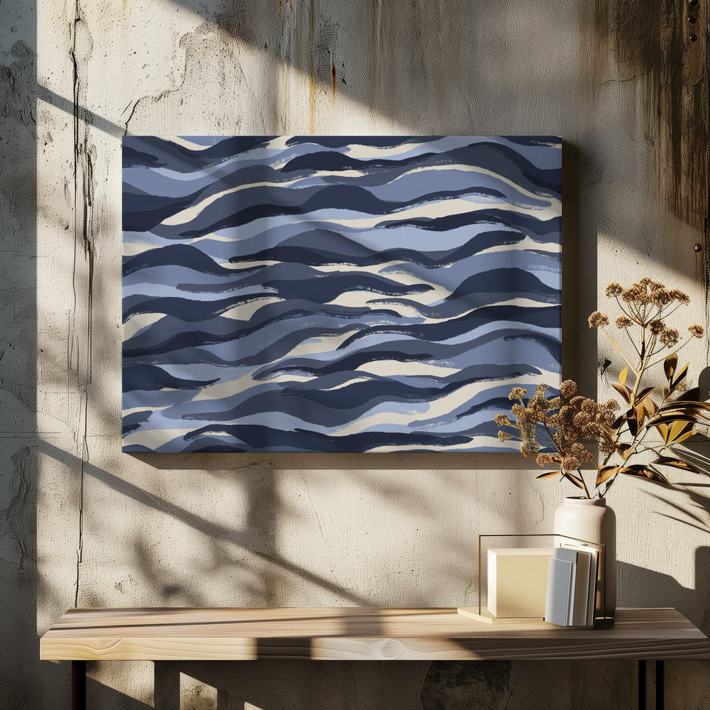 Wellen aus Indigo | Leinwand