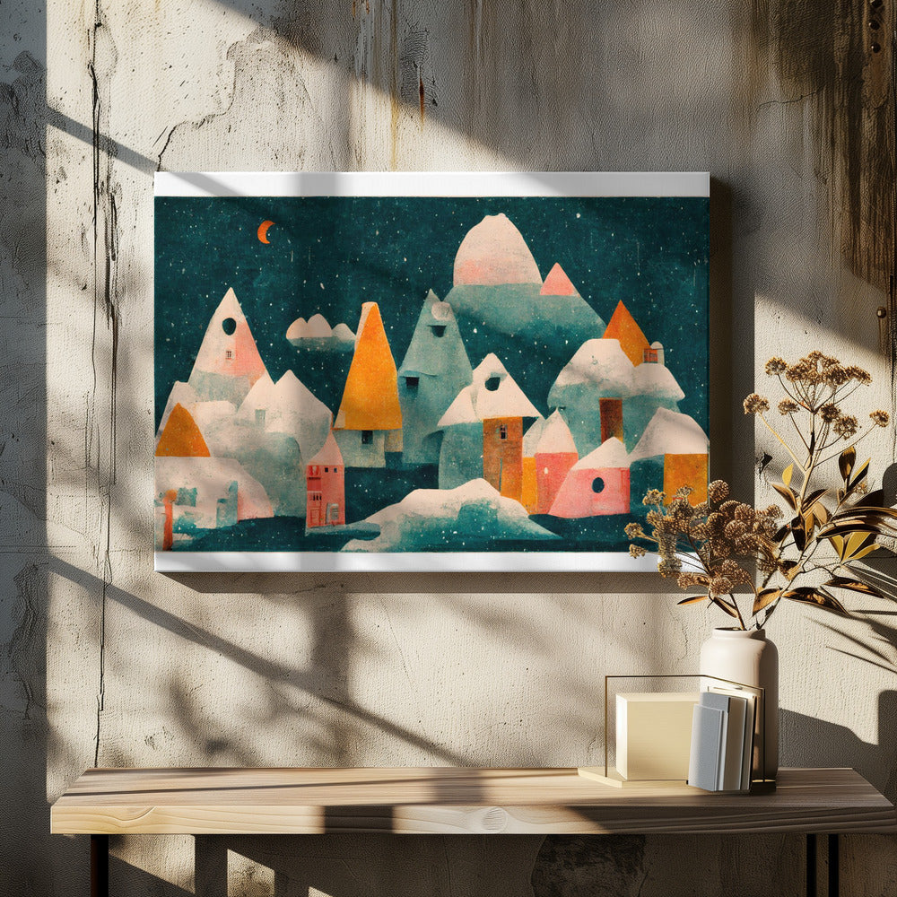 Winternachtsdorf | Leinwand