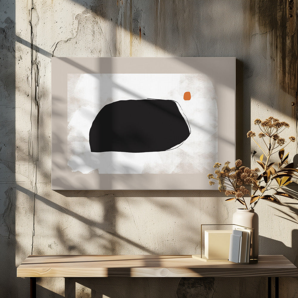 Black Shape On A Textured Beige Background | Canvas