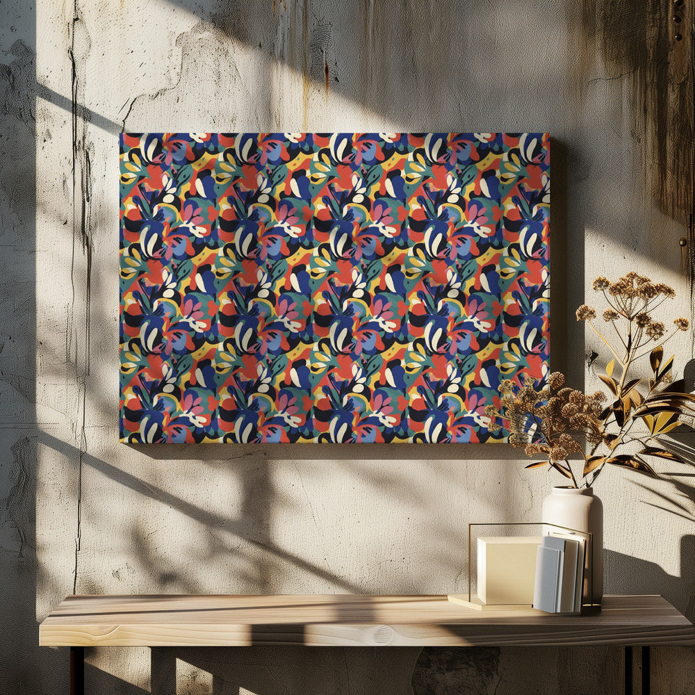 Lebendige Blumenwellen | Leinwand