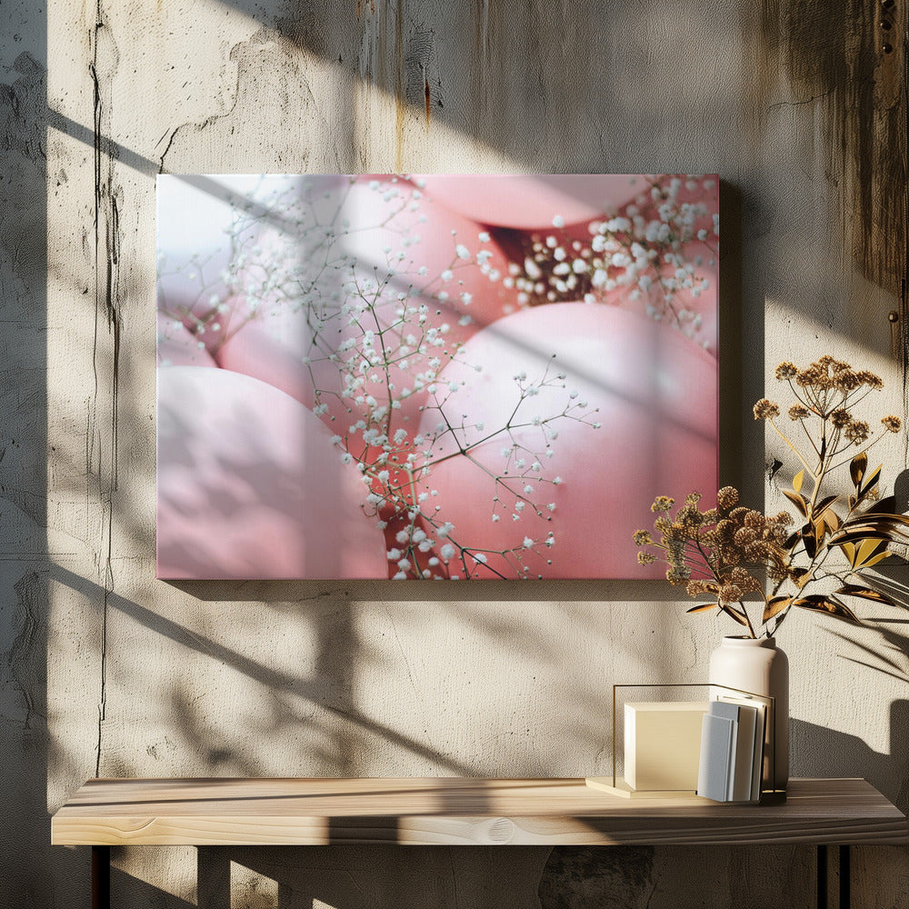 Pink Balloons with Flower | Canvas