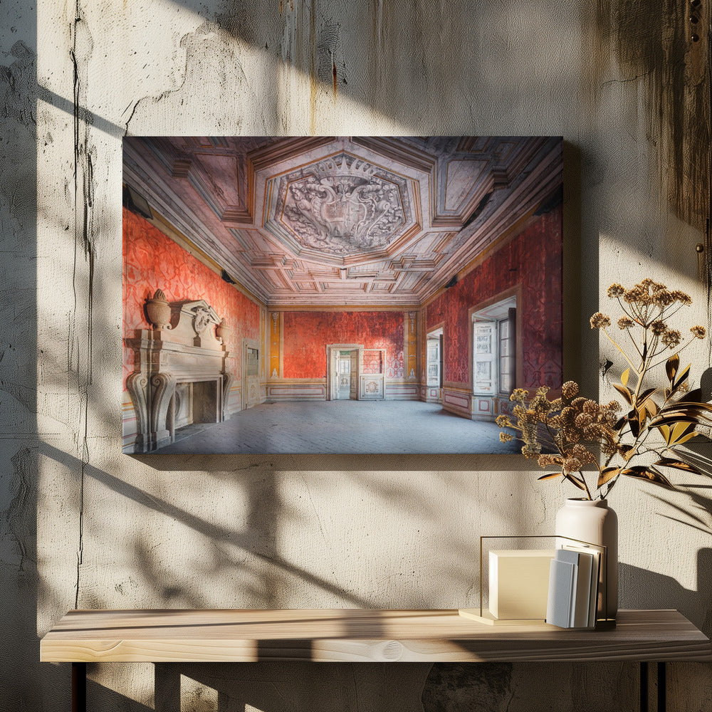 Verlassener roter Raum | Leinwand