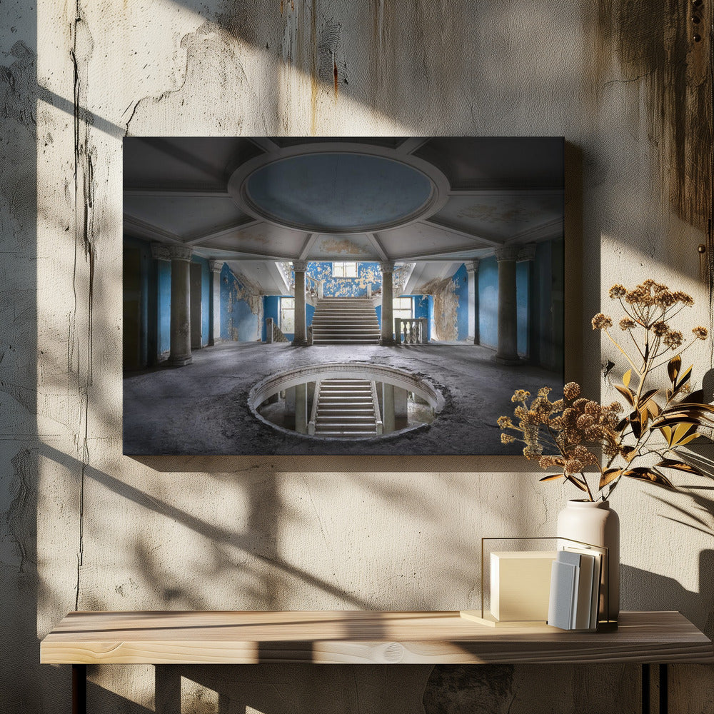 Dunkelblaue Treppe | Leinwand