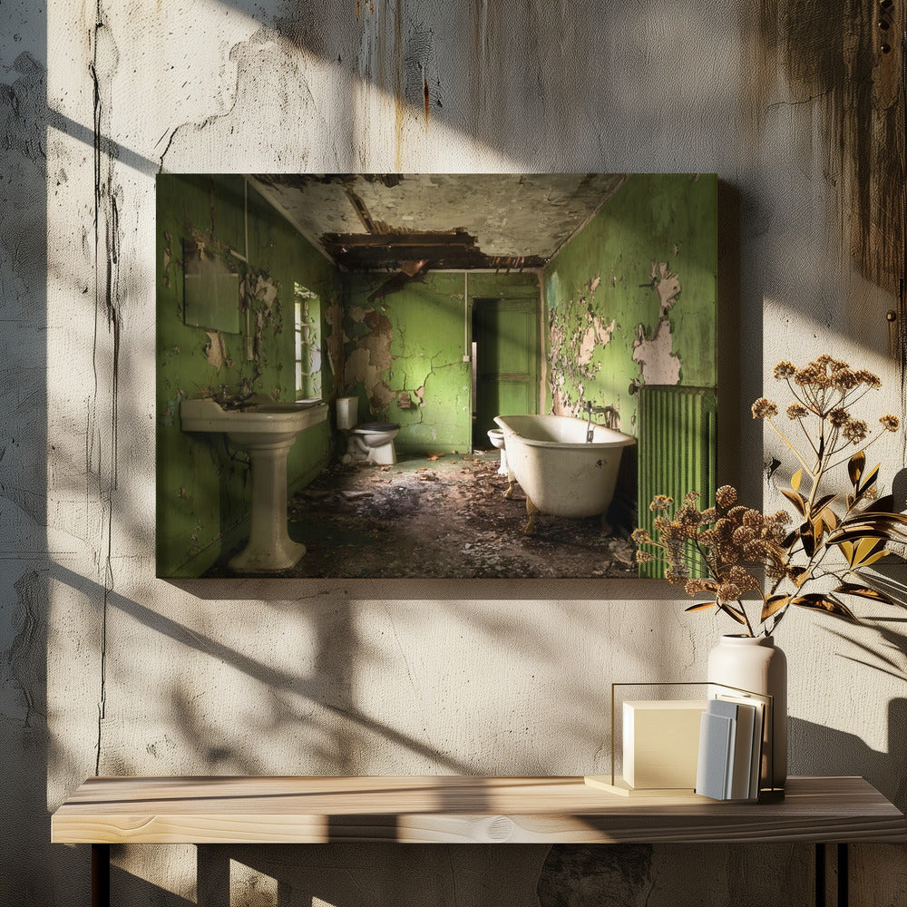 Grünes Badezimmer | Leinwand