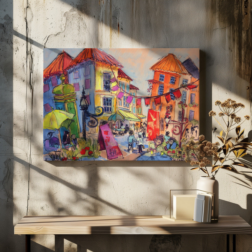 Lebendige Straßenszene | Leinwand