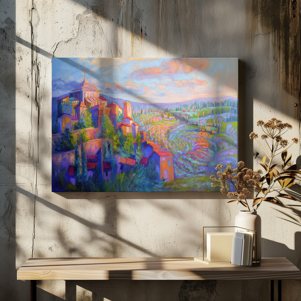 Lebendige Morgendämmerung am Hang | Leinwand
