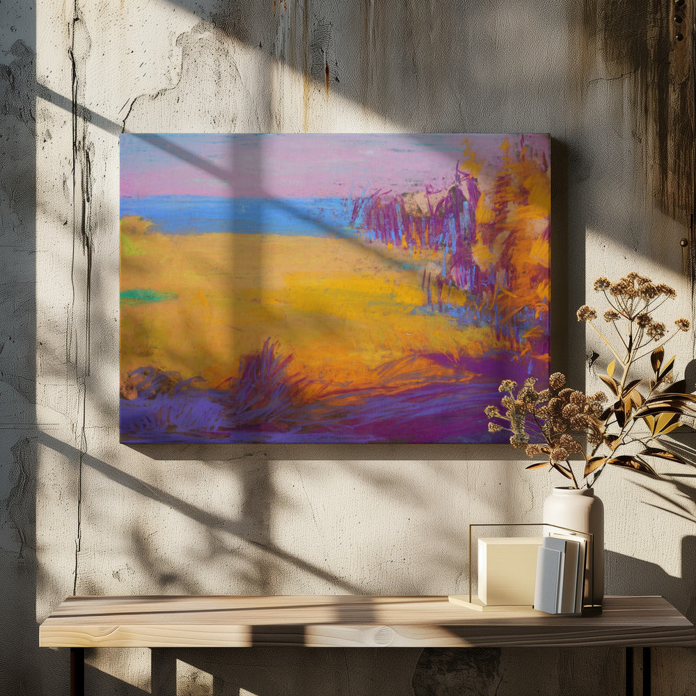 Lebendige Sonnenuntergangsfelder | Leinwand