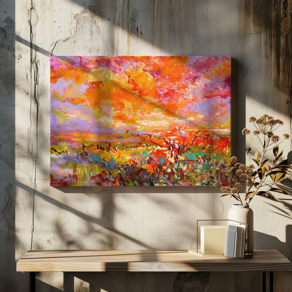 Feurige Sonnenuntergangsfelder | Leinwand
