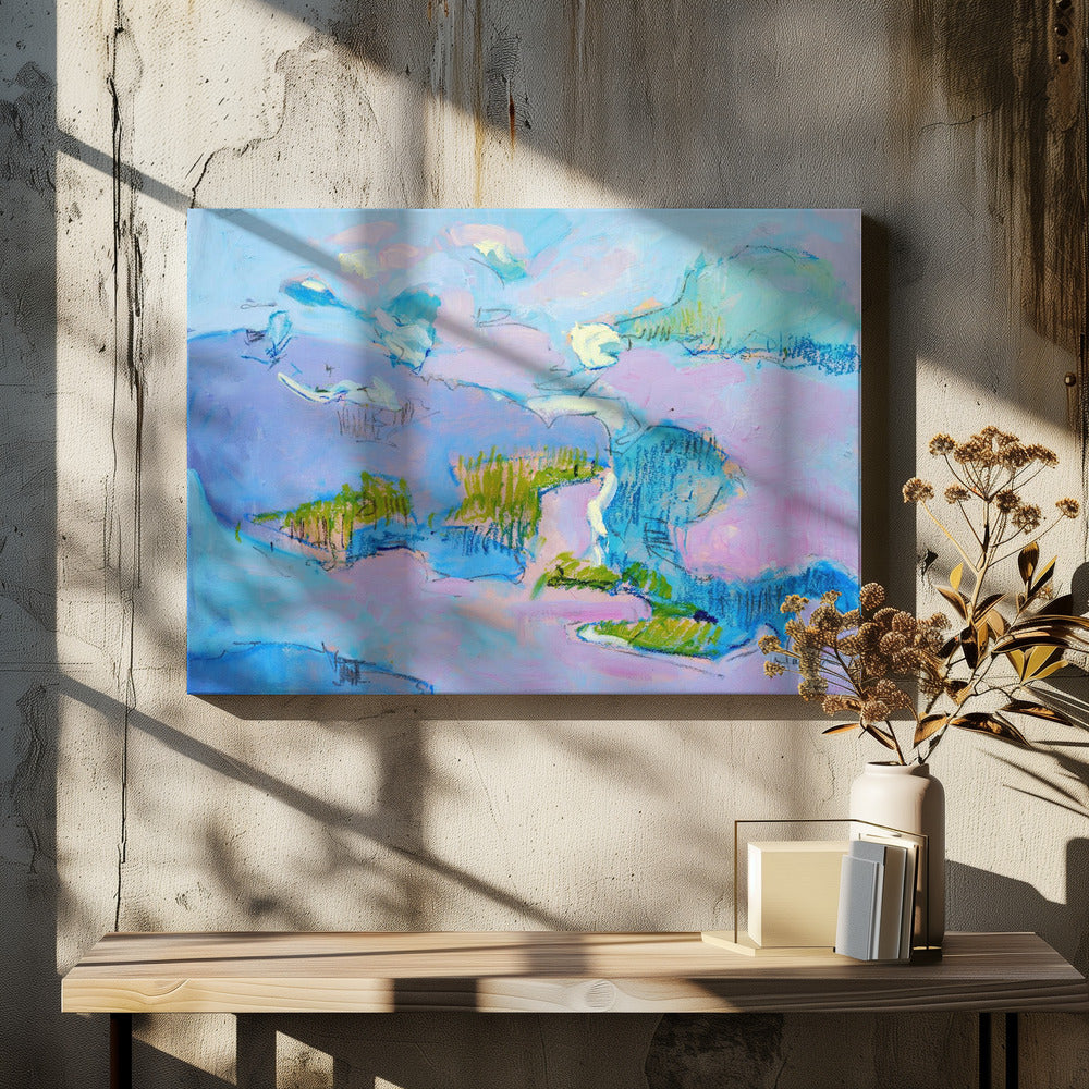 Abstrakte rosa Landschaft | Leinwand