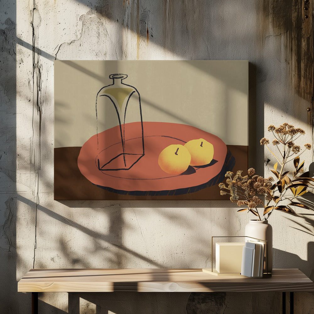 Glas und Apfel | Leinwand