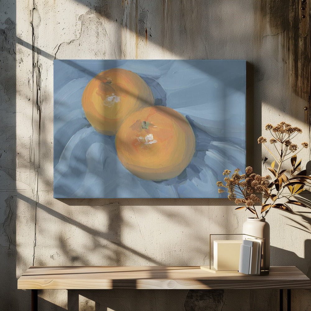Orangen auf Blau | Leinwand