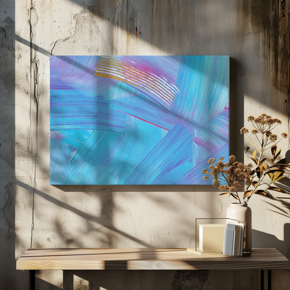 Leuchtend blaue Pinselstriche | Leinwand