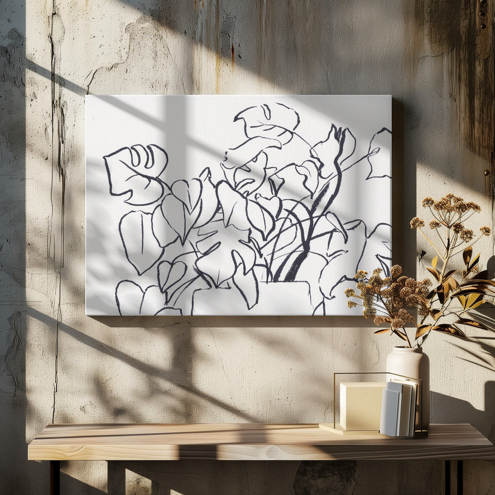 Black and White Monstera Small | Canvas