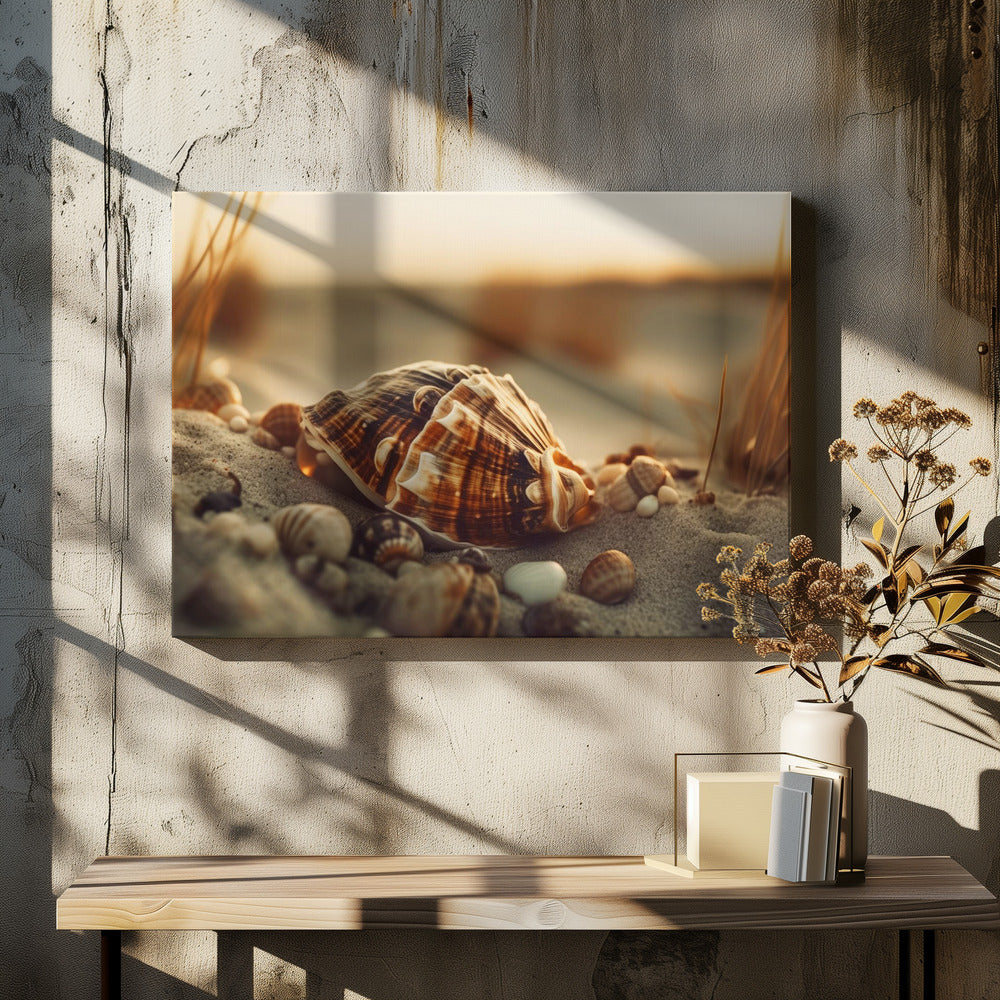 Muscheln bei Sonnenuntergang | Leinwand