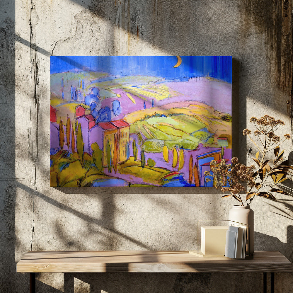 Mondbeschienene Landschaft | Leinwand