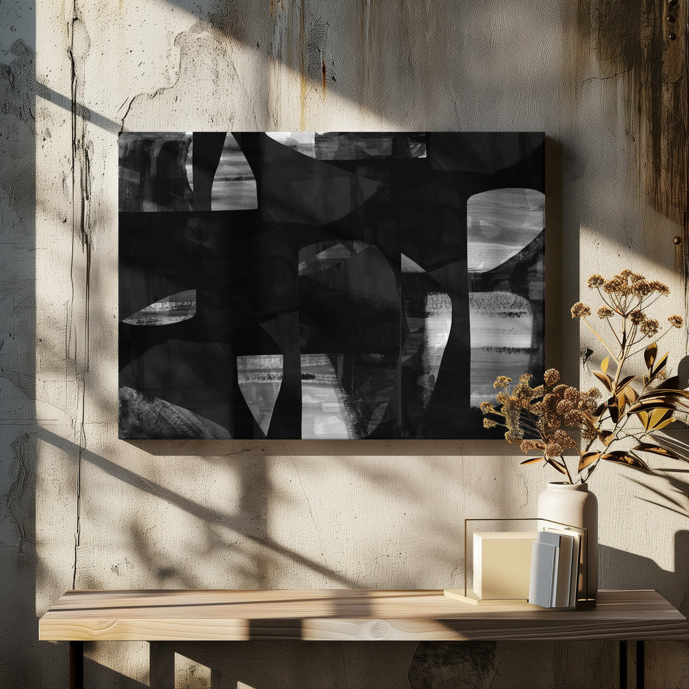 Abstract Black Night Shapes 1 | Canvas