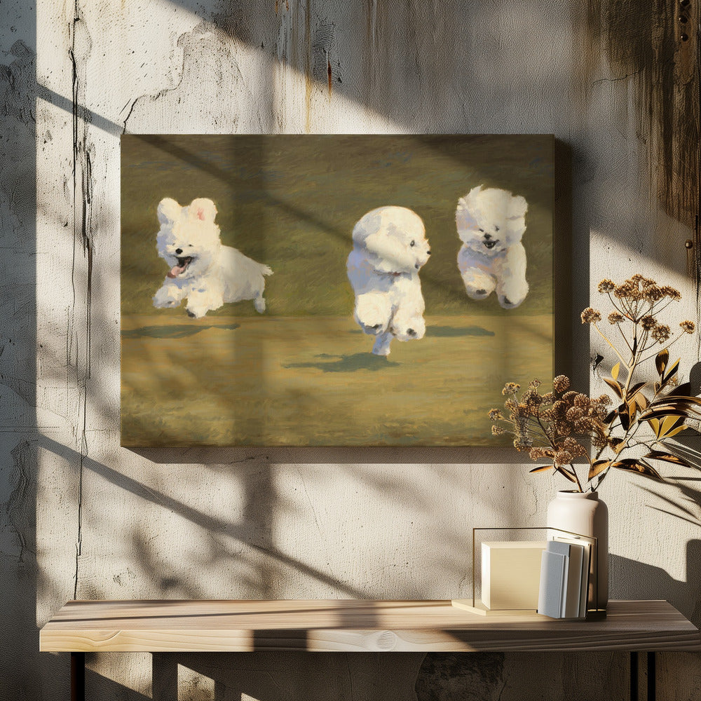 Drei rennende Hunde | Leinwand
