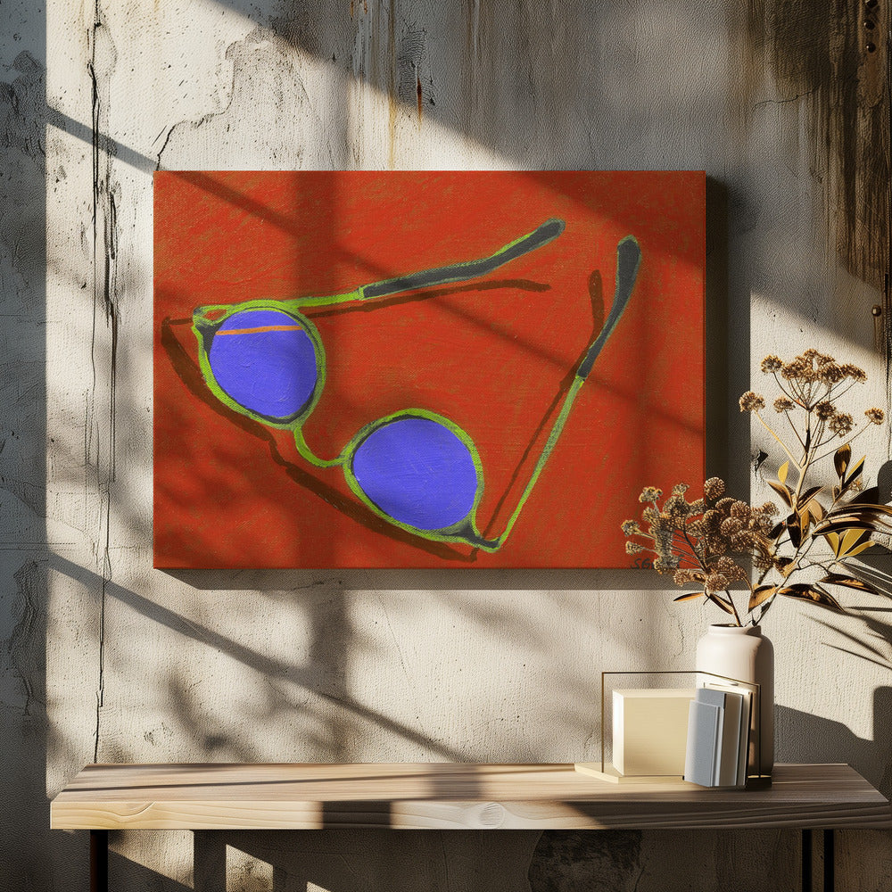 Sonnenbrille auf Rot | Leinwand