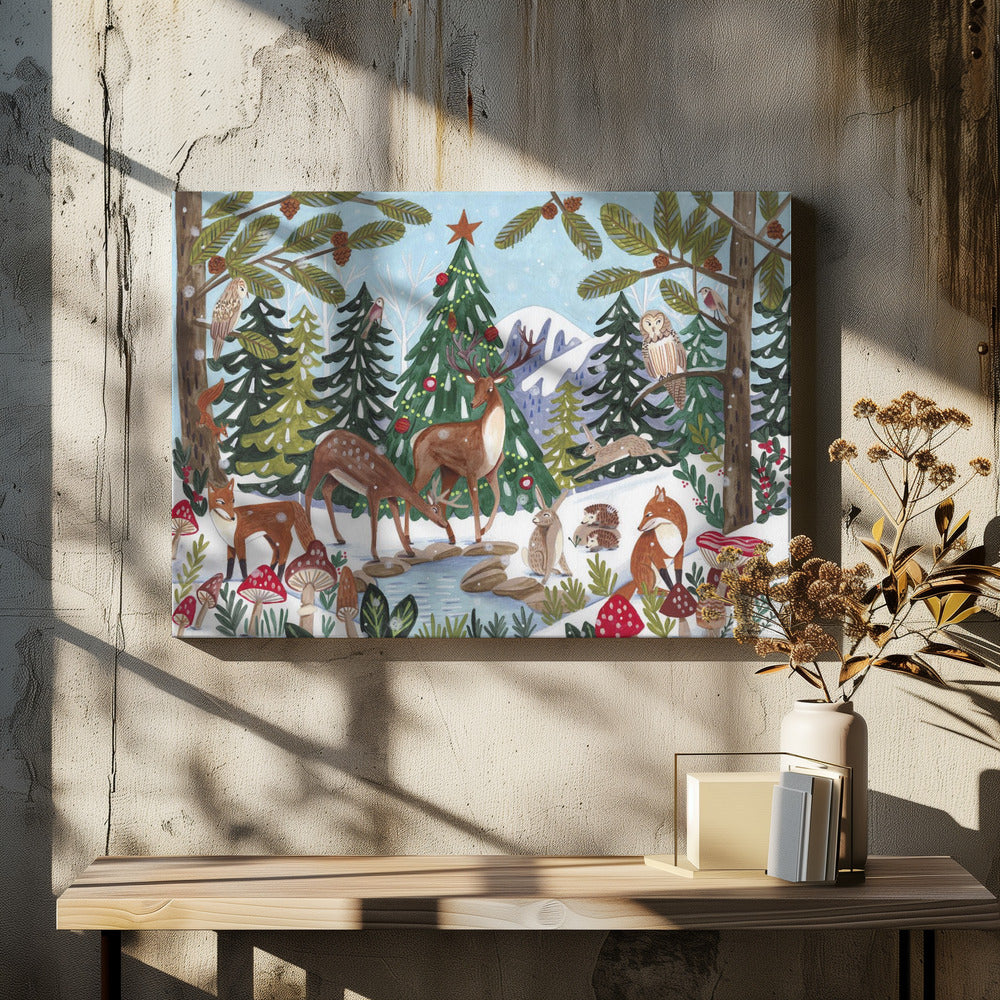 Tierische Winterszene | Leinwand