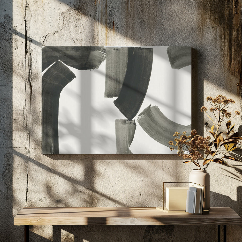 Monochrome abstrakte schwarze Formen 1 | Leinwand