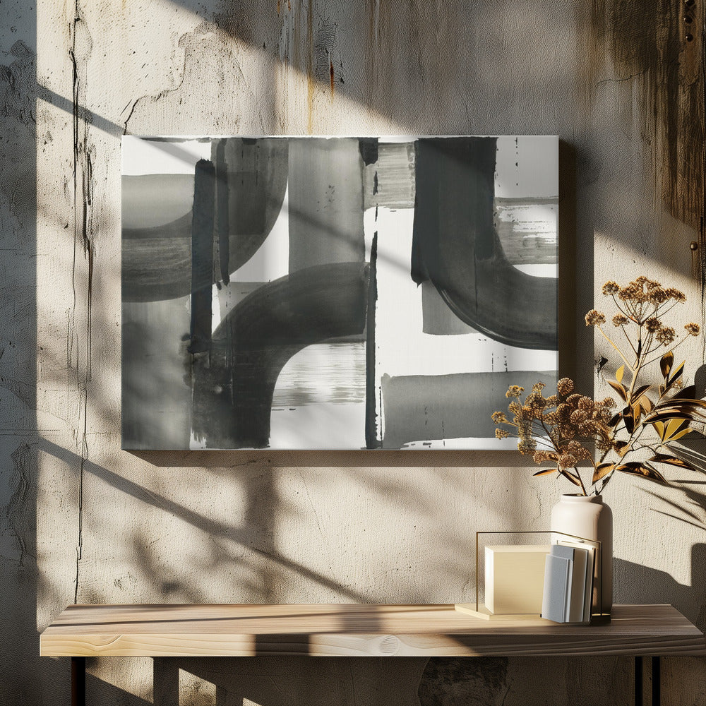 Monochrome abstrakte schwarze Formen 3 | Leinwand