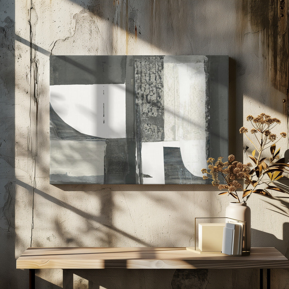 Monochrome schwarze abstrakte Formen Licht 2 | Leinwand