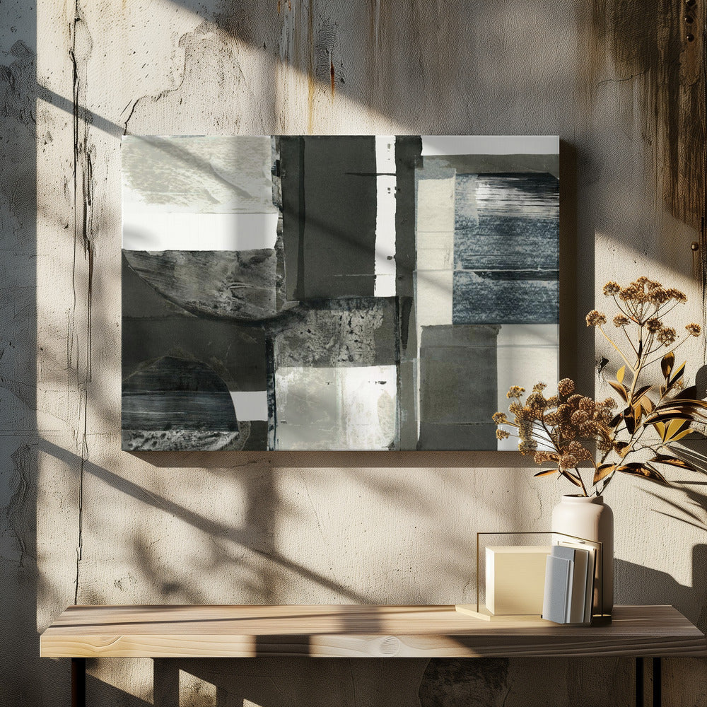 Monochrome schwarze abstrakte Formen Licht 1 | Leinwand