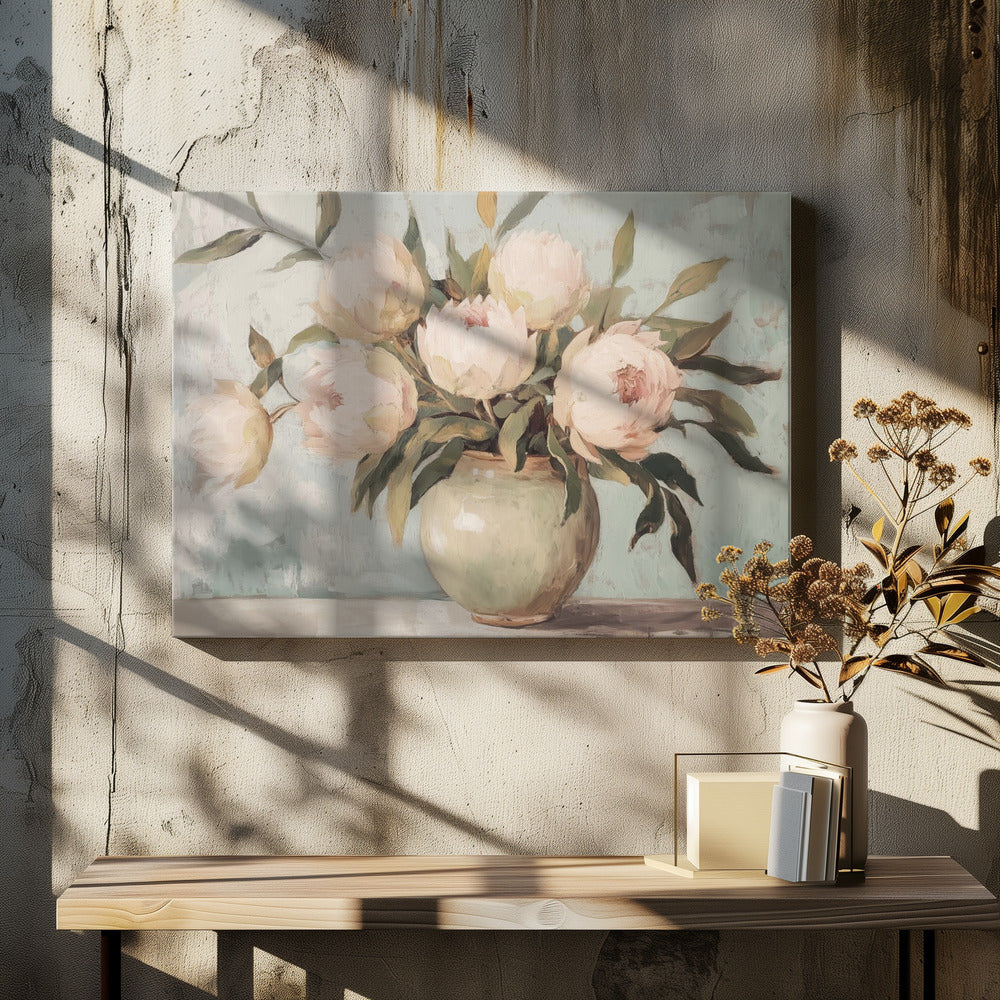 Pfingstrosen Blumen Stillleben | Leinwand