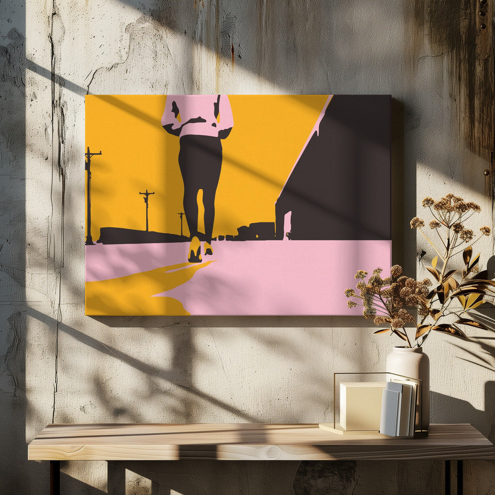 Silhouette einer gehenden Frau | Leinwand